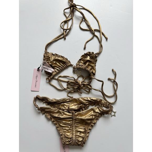 New AGENT PROVOCATEUR Bikini Gold Swimwear Berry Size 1 US 4 - Picture 1 of 3
